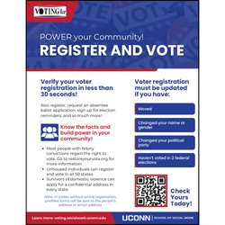 Flyer with QR code for people to register to vote