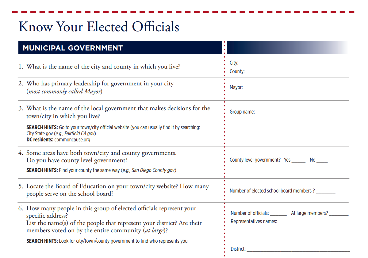 Humphreys Institute Know your elected officials Form