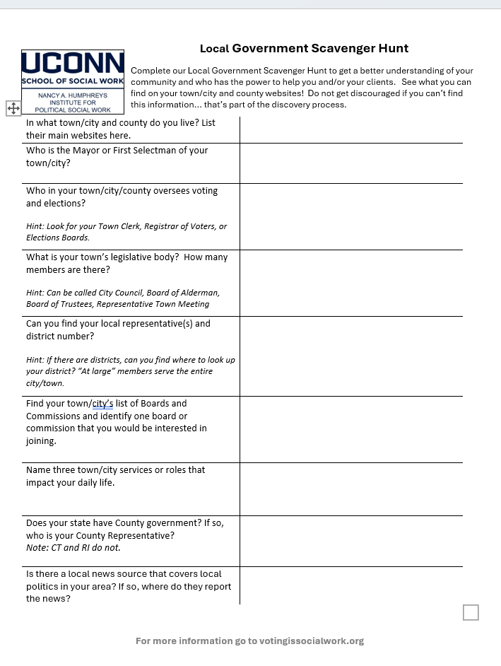 Humphreys Institute Local Government Scavenger Hunt 2025
